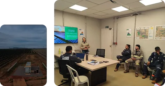 Equipe da Renova Ambiental em campo e em reunião técnica